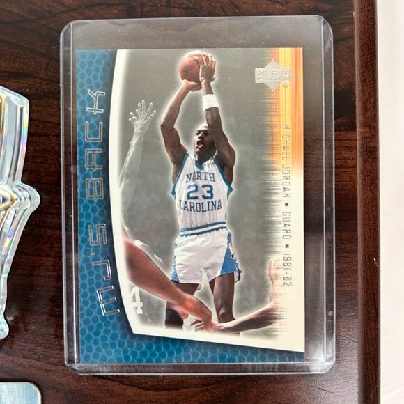 Vtg Michael Jordan Wood and Acrylic Plaque Card Holder Includes Card - Picture 2 of 7